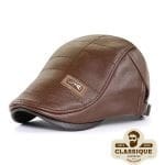 Béret Casquette Cuir Marron