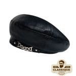 Béret Noir pour Femme en Cuir