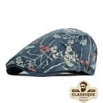 casquette plate fleurie en denim