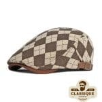 casquette plate homme rétro motifs damier