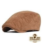 Casquette plate style Vintage à Rayure couleur caramel